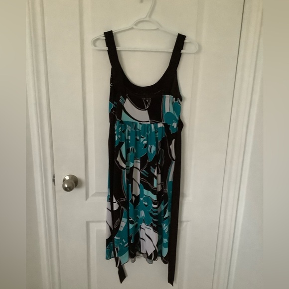 Y2K Black with blue and green flowers midi dress - Picture 2 of 3